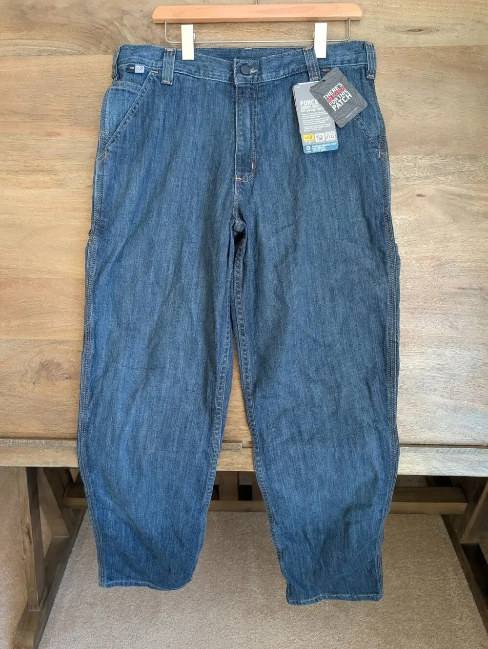 Carhartt Jeans Mens 34x34 Blue Denim Flame Resistant Relaxed Fit Rugged Flex NWT